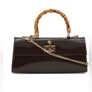 PRATESI Made In Italy Patent Leather Bamboo Handle Satchel